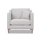 Modern Luxurious Chair with High Track Arms in Beige Polyester Fabric and Oak Finish Accent Chair