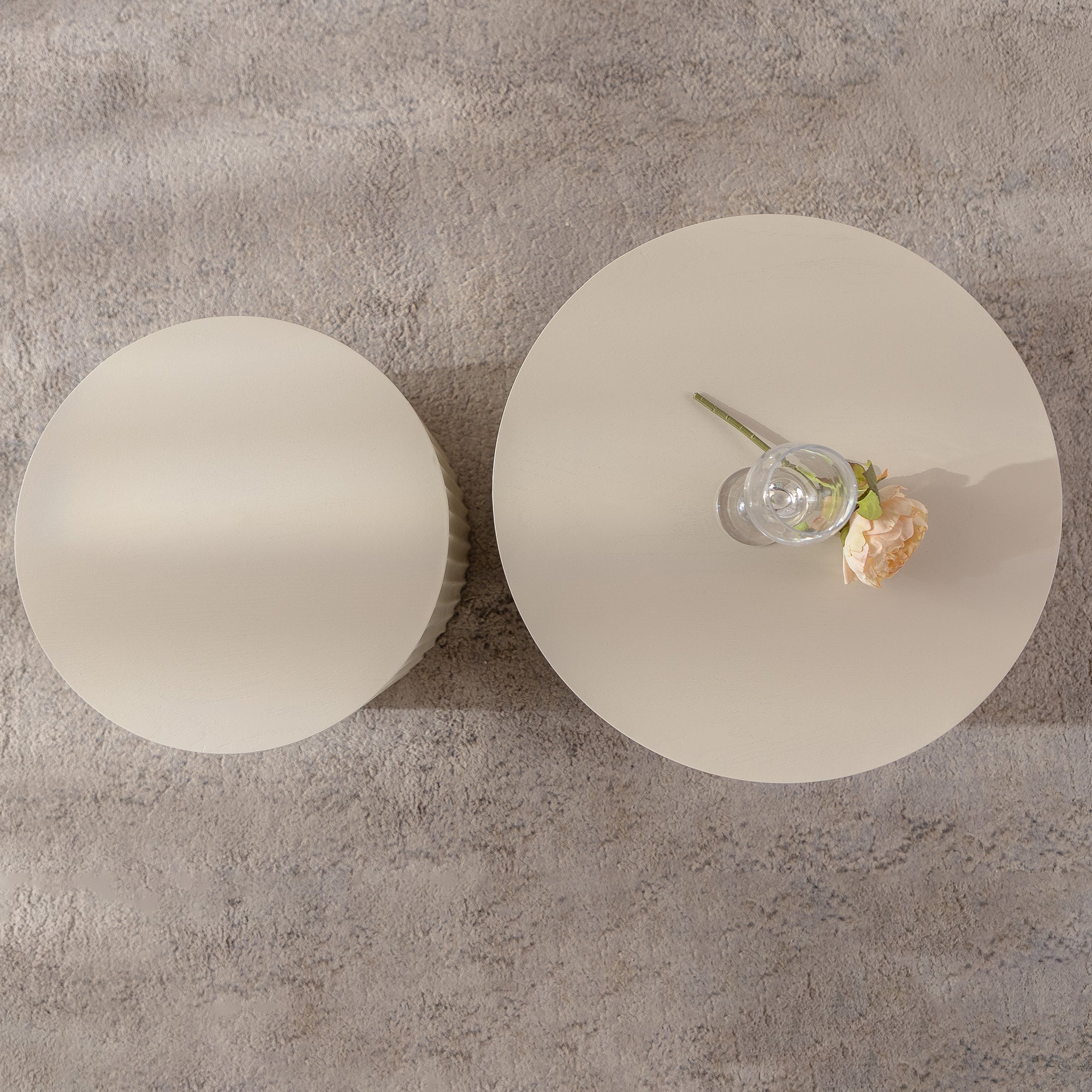 Round Wood Coffee Table for Living Room for Small Space Apartment and No Need Assembly