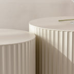 Round Wood Coffee Table for Living Room for Small Space Apartment and No Need Assembly