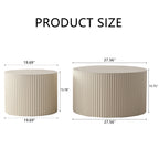 Round Wood Coffee Table for Living Room for Small Space Apartment and No Need Assembly