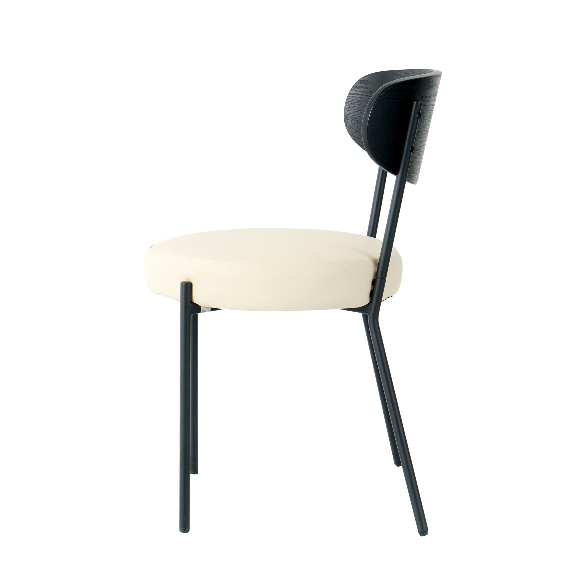 Indoor PU dining chair, modern kitchen dining chair with cushion back, upholstered side chair with black coated metal legs, Family Kitchen Dining Room and living Room (set of 2)