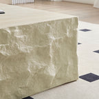 Fiberglass Square Center Coffee Table for Living Room 35.43'' Vintage Table,Imitation Stone Table front of the Sofa,Modern Design Coffee Table for Office,Apartment,No Need Assembly