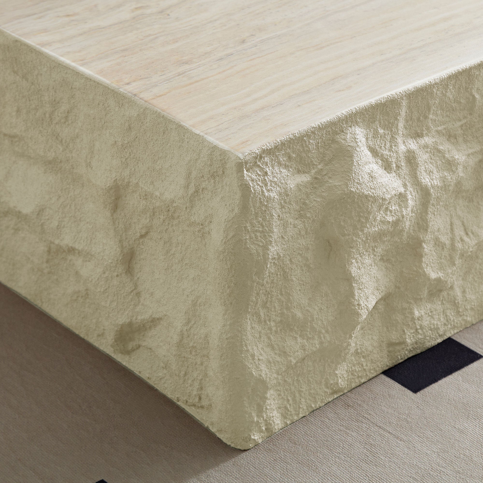 Fiberglass Square Center Coffee Table for Living Room 35.43'' Vintage Table,Imitation Stone Table front of the Sofa,Modern Design Coffee Table for Office,Apartment,No Need Assembly