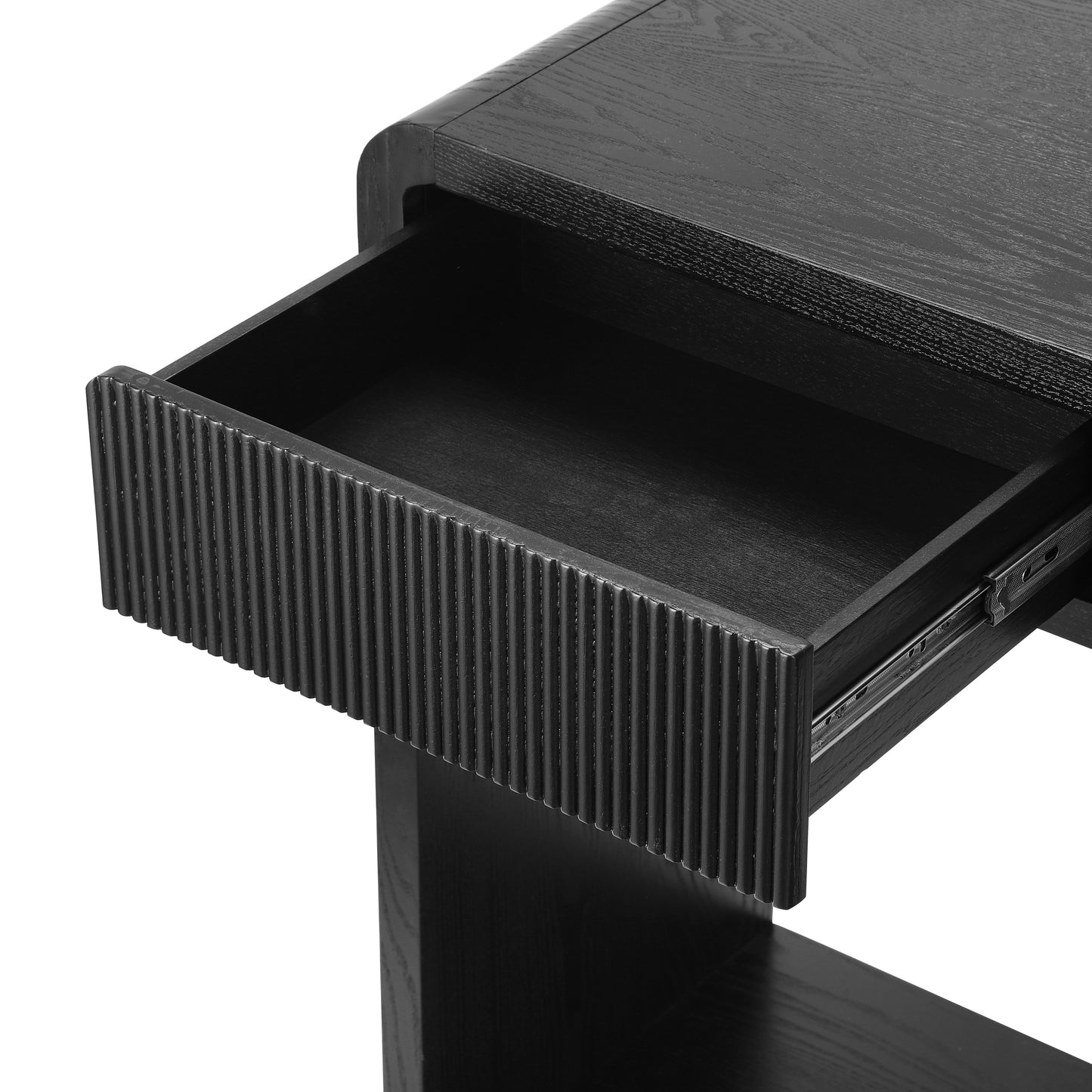 Modern 3-Drawer Console Table with Vertical Slats, Round Edge Design, Perfect for Entryway, Hallway or Behind Sofa