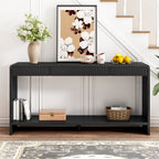 Modern 3-Drawer Console Table with Vertical Slats, Round Edge Design, Perfect for Entryway, Hallway or Behind Sofa