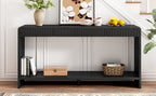 Modern 3-Drawer Console Table with Vertical Slats, Round Edge Design, Perfect for Entryway, Hallway or Behind Sofa