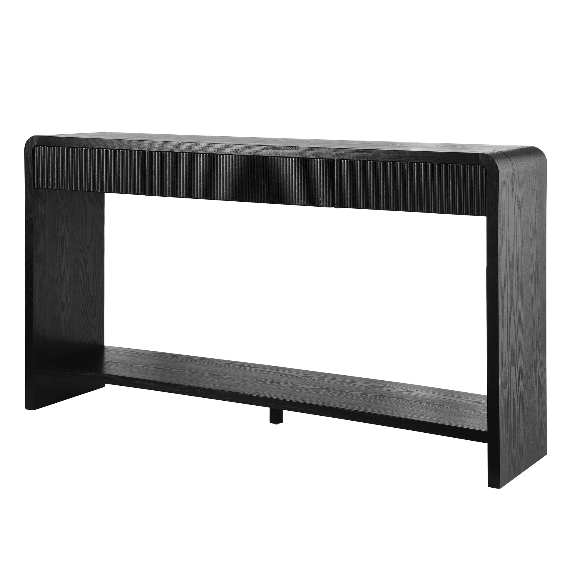 Modern 3-Drawer Console Table with Vertical Slats, Round Edge Design, Perfect for Entryway, Hallway or Behind Sofa