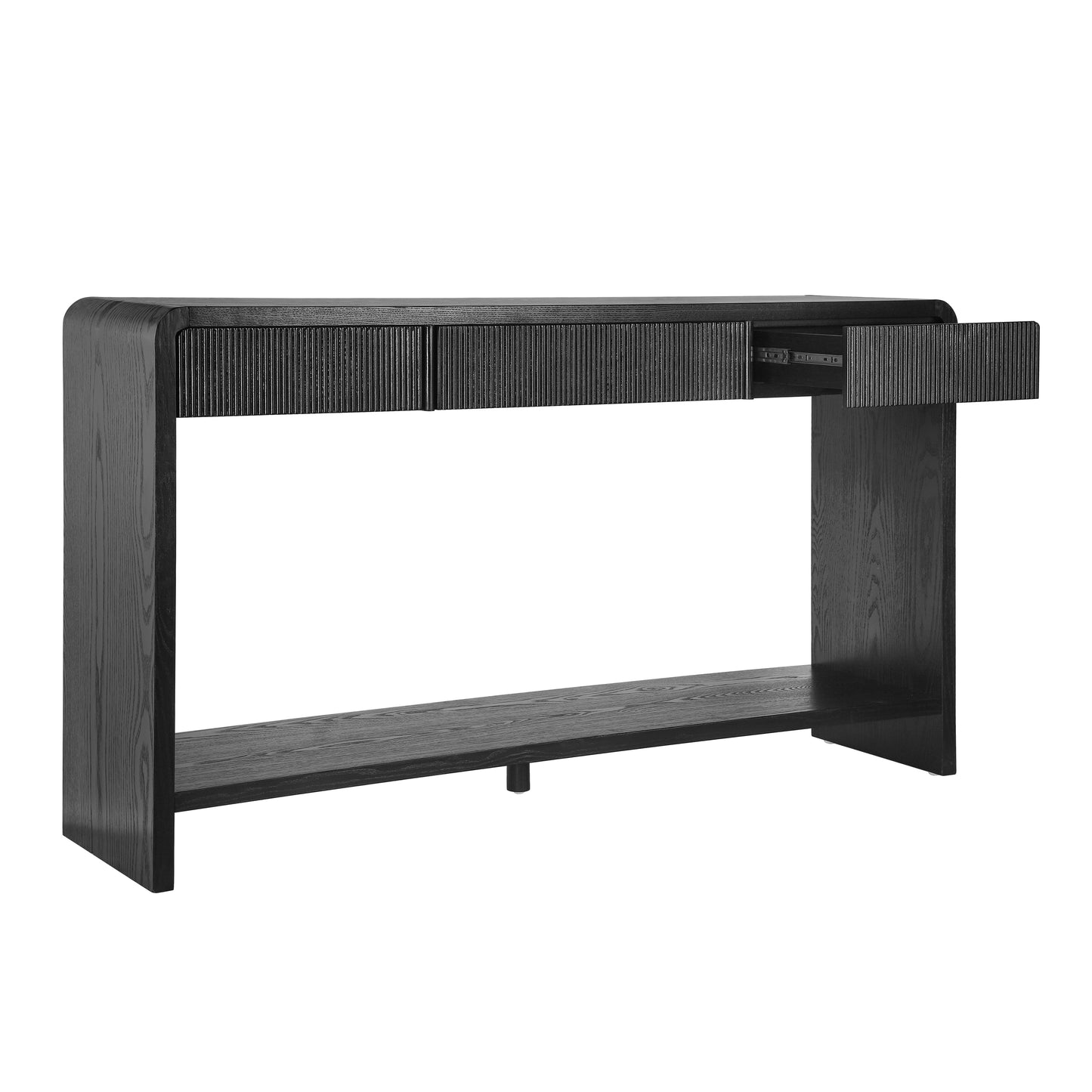 Modern 3-Drawer Console Table with Vertical Slats, Round Edge Design, Perfect for Entryway, Hallway or Behind Sofa