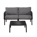 5 Piece Patio Conversation Sets, Modern Outdoor Patio Sectional Furniture Set with Square Coffee Table, Waterproof Thick Cushion Deep Seating for Porch, Balcony, Black & Dark Gray