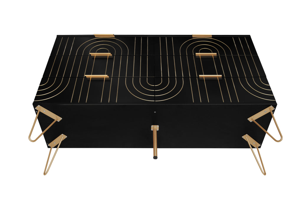 Modern 6 Drawer Dresser, Modern Dresser with Metal Handles, Storage Chest of Drawer, Wide Dresser Drawer Organizers with  Carving Design for Bedroom, Living Room, Hallway