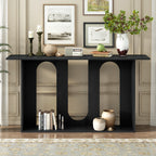 U_STYLE Modern and Curved Design Ash Veneer Console Table with Shelf,Suitable for Entryway,Hallway Living Room,Foyer,Corridor