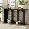 U_STYLE Modern and Curved Design Ash Veneer Console Table with Shelf,Suitable for Entryway,Hallway Living Room,Foyer,Corridor