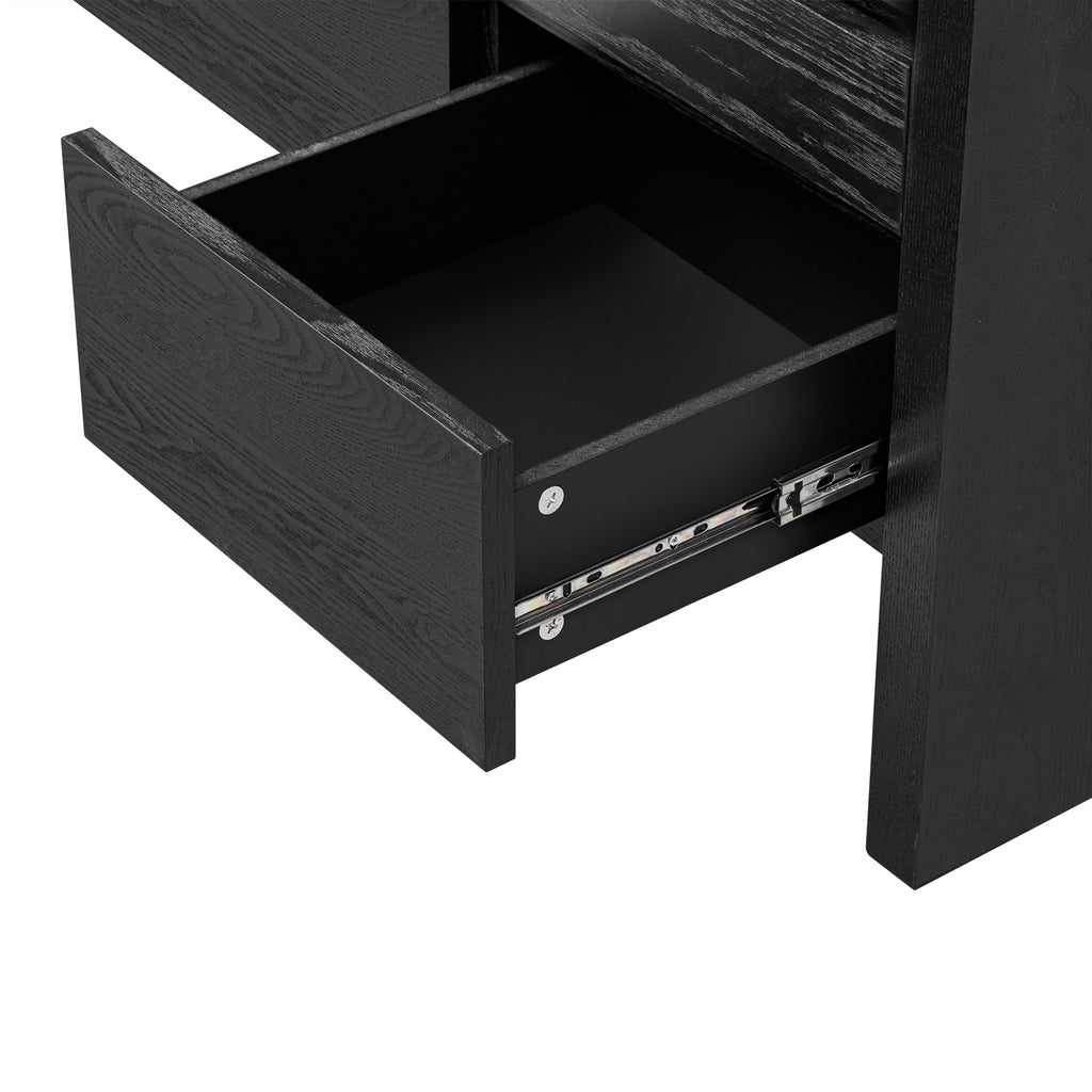 U_Style 60' 3-Door Sideboard with 3 Drawers - Modern Solid Ash Veneer MDF Sideboard, Semi-Open Shelf & Center Semi-Circular Cutout in Back Panel, Large Storage Cabinet for Living Room, Hallway, Dining