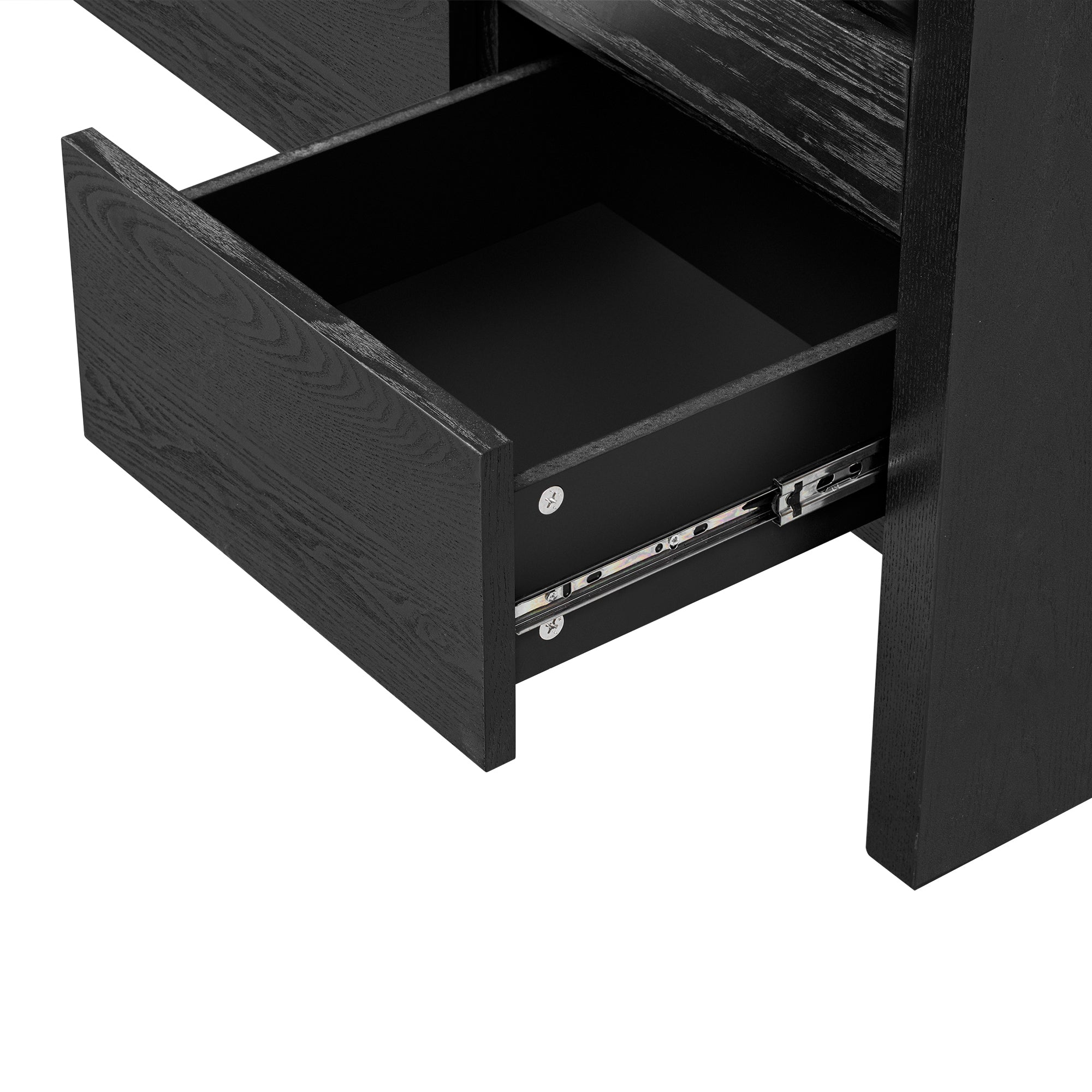 U_Style 60' 3-Door Sideboard with 3 Drawers - Modern Solid Ash Veneer MDF Sideboard, Semi-Open Shelf & Center Semi-Circular Cutout in Back Panel, Large Storage Cabinet for Living Room, Hallway, Dining