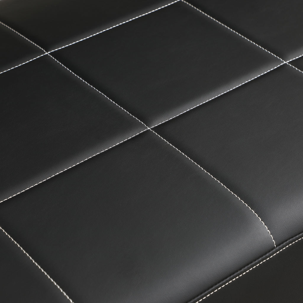 57.9 Width Modern Upholstery Faux Bonded Leather Loveseat Sofa for Living Room Accent Love Seats for Small Spaces 2 Seater Couch Sofa Office Apartment Studio Furniture with Golden Metal Arms,Black