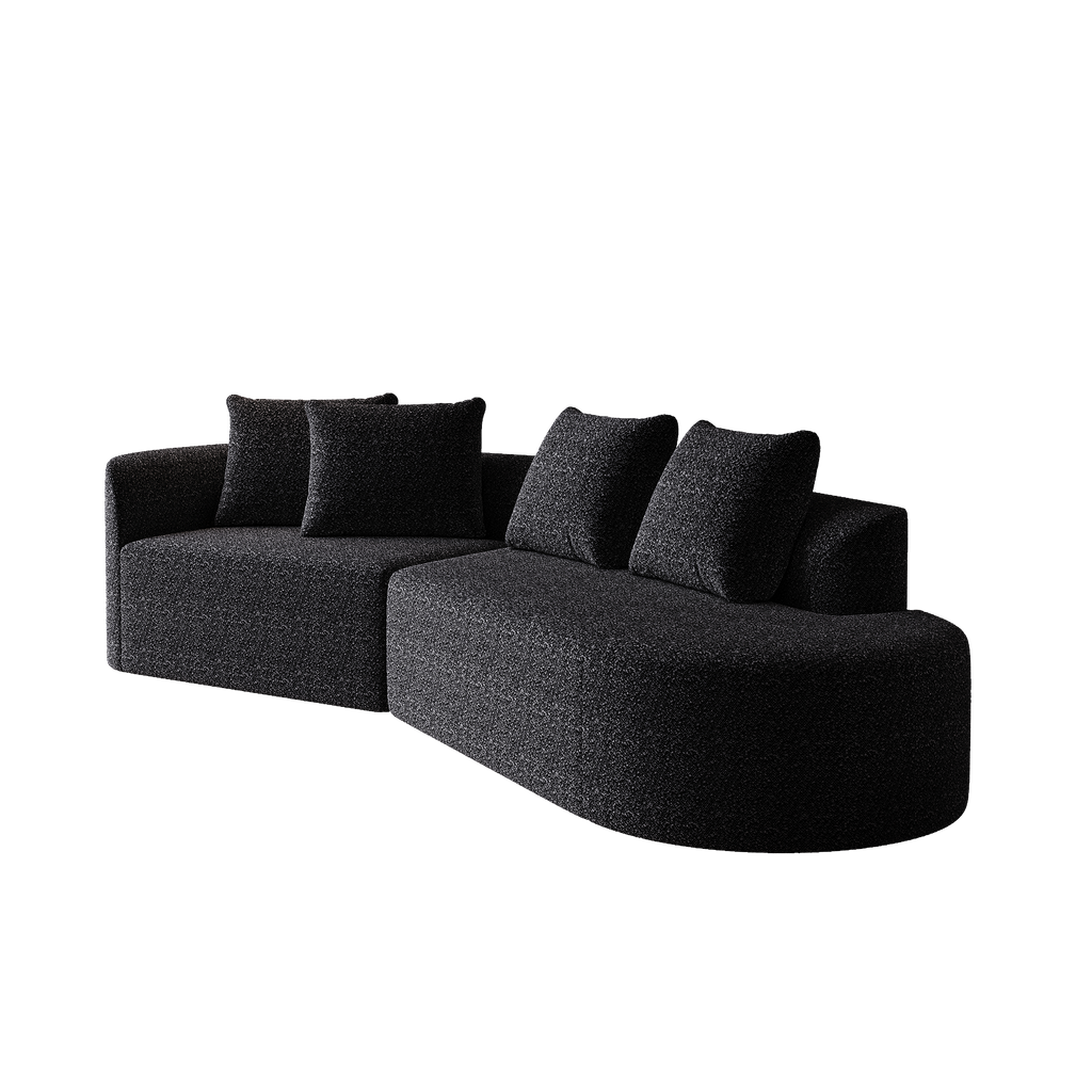 Modern Upholstered Oversized Sectional Sofa, 112-Inch Chenille 4-Seater Extra Deep & Wide Seat Curved Cloud Couch with 4 Throw Pillows, Free Combination Sofa Couch for Living Room,Bedroom