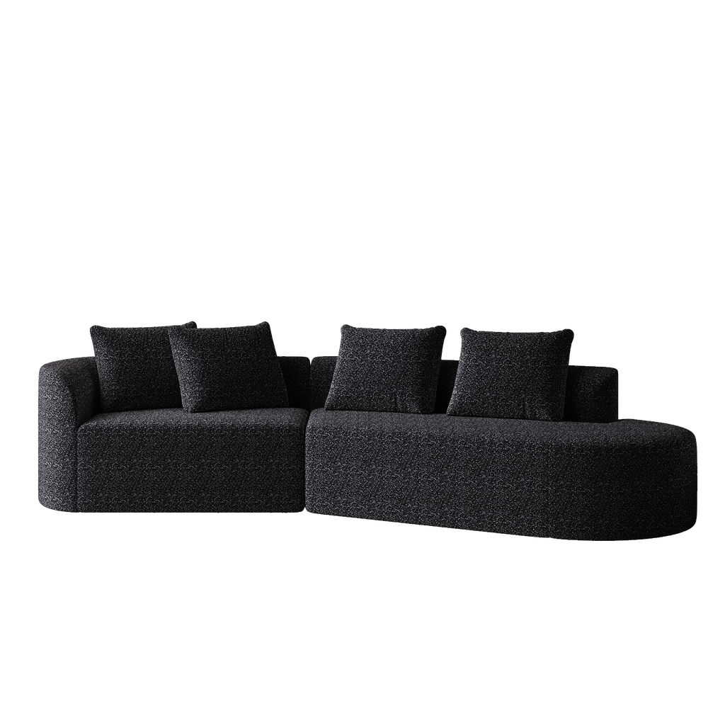 Modern Upholstered Oversized Sectional Sofa, 112-Inch Chenille 4-Seater Extra Deep & Wide Seat Curved Cloud Couch with 4 Throw Pillows, Free Combination Sofa Couch for Living Room,Bedroom