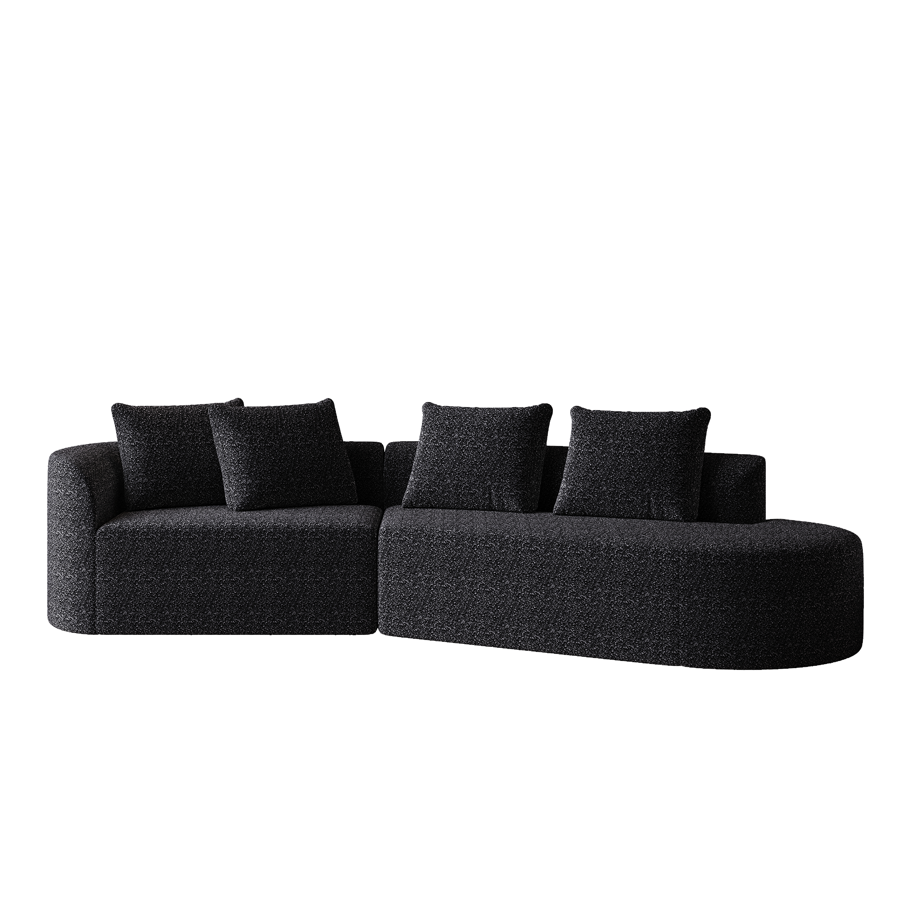 Modern Upholstered Oversized Sectional Sofa, 112-Inch Chenille 4-Seater Extra Deep & Wide Seat Curved Cloud Couch with 4 Throw Pillows, Free Combination Sofa Couch for Living Room,Bedroom