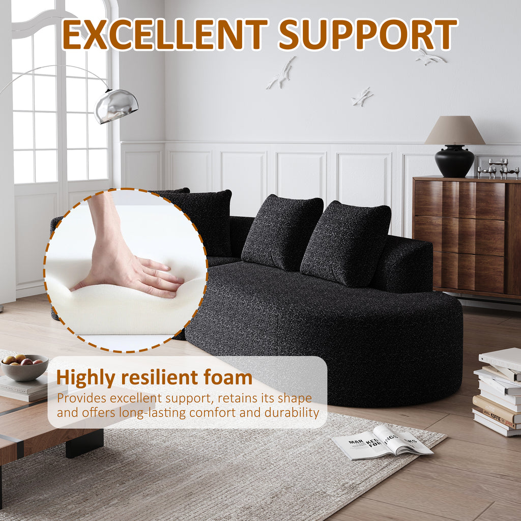 Modern Upholstered Oversized Sectional Sofa, 112-Inch Chenille 4-Seater Extra Deep & Wide Seat Curved Cloud Couch with 4 Throw Pillows, Free Combination Sofa Couch for Living Room,Bedroom