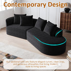 Modern Upholstered Oversized Sectional Sofa, 112-Inch Chenille 4-Seater Extra Deep & Wide Seat Curved Cloud Couch with 4 Throw Pillows, Free Combination Sofa Couch for Living Room,Bedroom