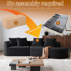 Modern Upholstered Oversized Sectional Sofa, 112-Inch Chenille 4-Seater Extra Deep & Wide Seat Curved Cloud Couch with 4 Throw Pillows, Free Combination Sofa Couch for Living Room,Bedroom