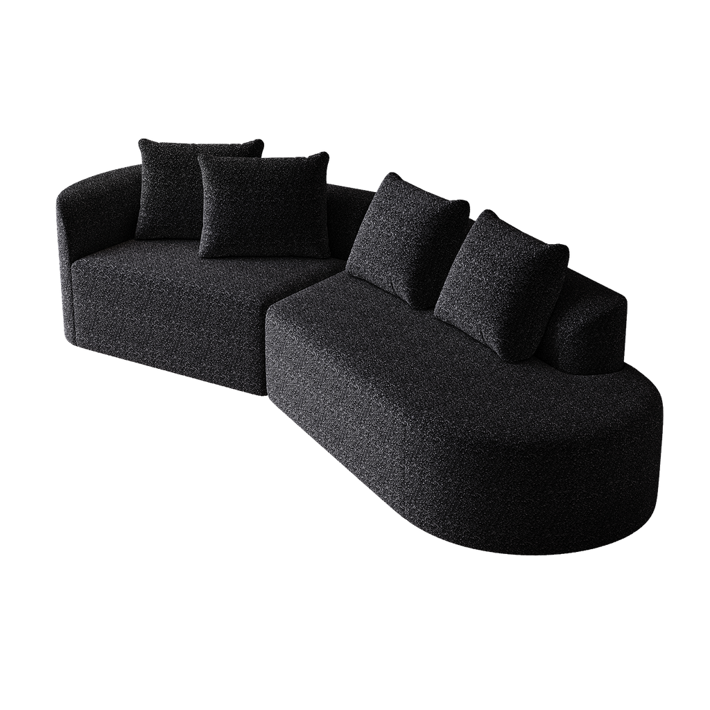 Modern Upholstered Oversized Sectional Sofa, 112-Inch Chenille 4-Seater Extra Deep & Wide Seat Curved Cloud Couch with 4 Throw Pillows, Free Combination Sofa Couch for Living Room,Bedroom