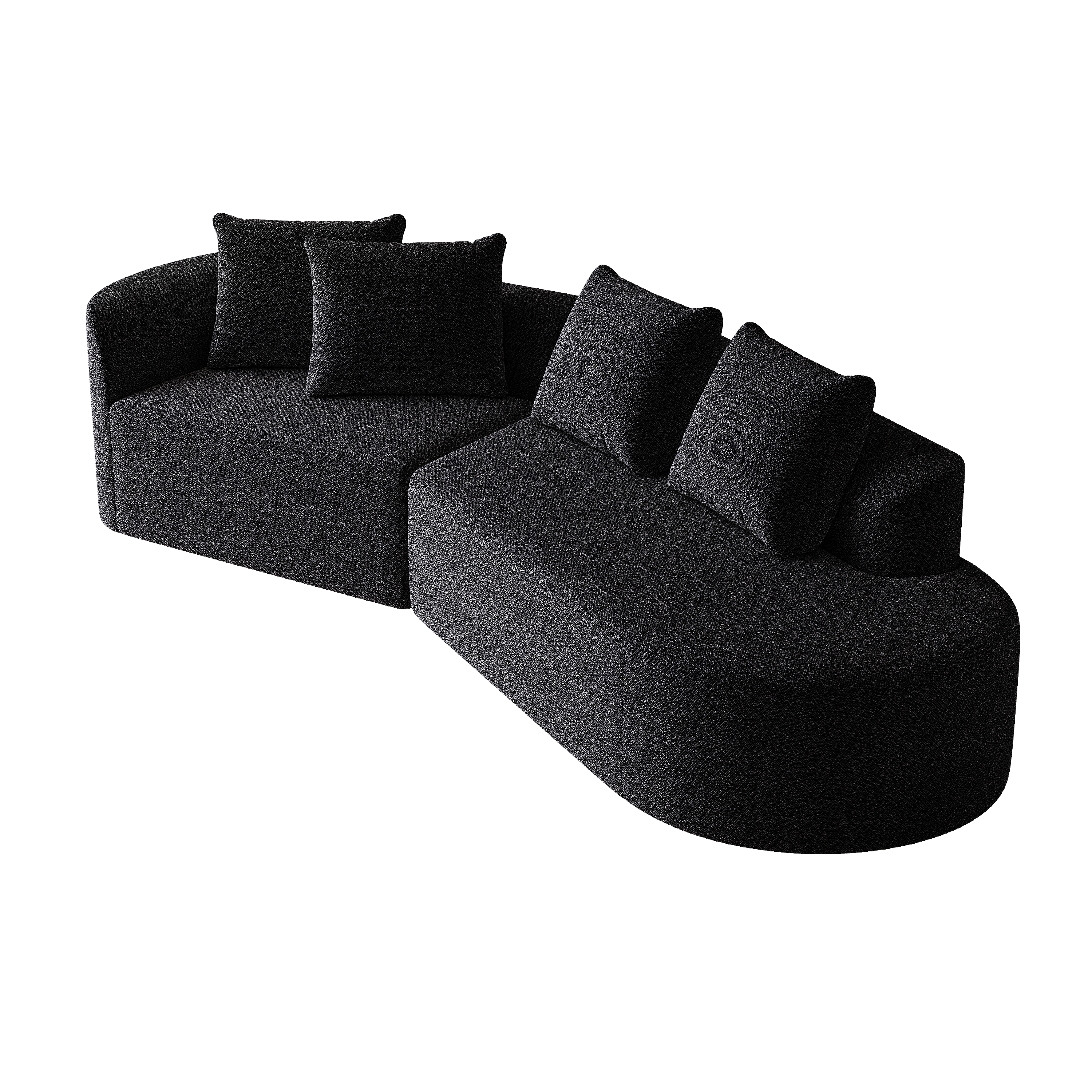 Modern Upholstered Oversized Sectional Sofa, 112-Inch Chenille 4-Seater Extra Deep & Wide Seat Curved Cloud Couch with 4 Throw Pillows, Free Combination Sofa Couch for Living Room,Bedroom