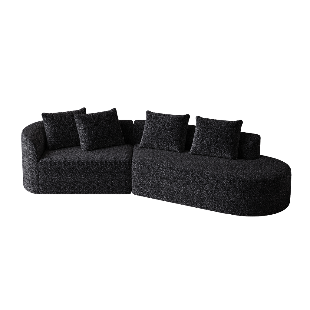 Modern Upholstered Oversized Sectional Sofa, 112-Inch Chenille 4-Seater Extra Deep & Wide Seat Curved Cloud Couch with 4 Throw Pillows, Free Combination Sofa Couch for Living Room,Bedroom