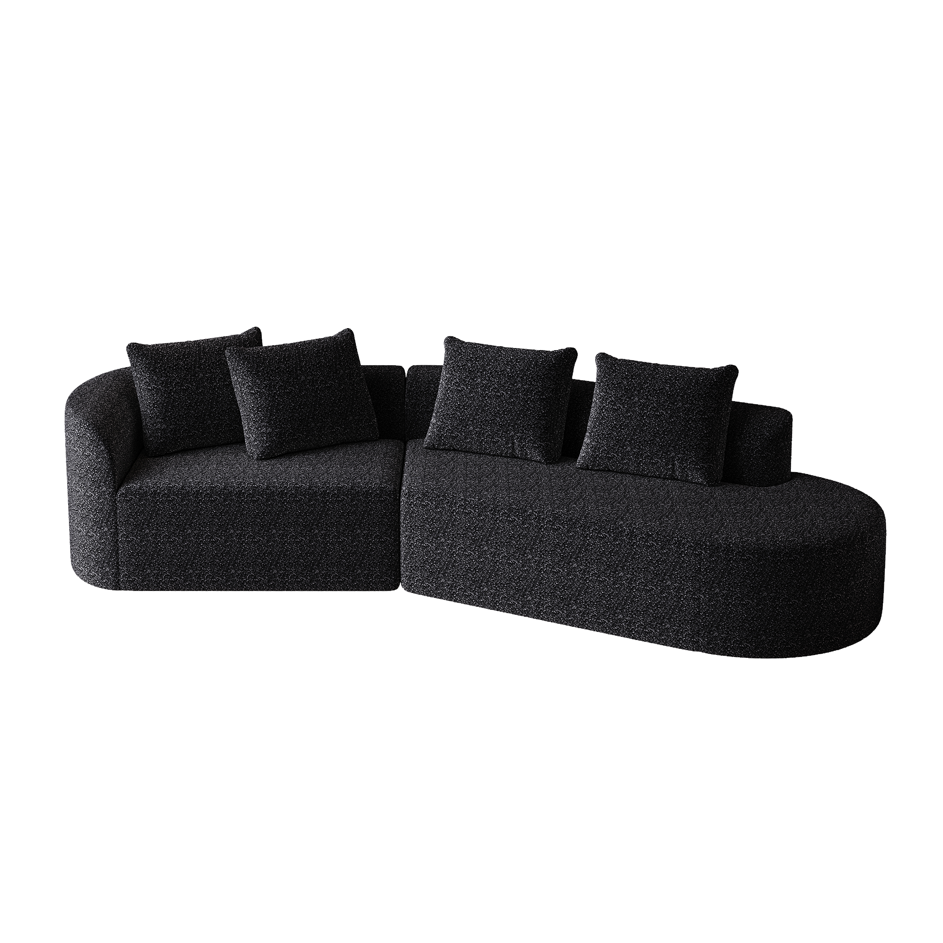 Modern Upholstered Oversized Sectional Sofa, 112-Inch Chenille 4-Seater Extra Deep & Wide Seat Curved Cloud Couch with 4 Throw Pillows, Free Combination Sofa Couch for Living Room,Bedroom