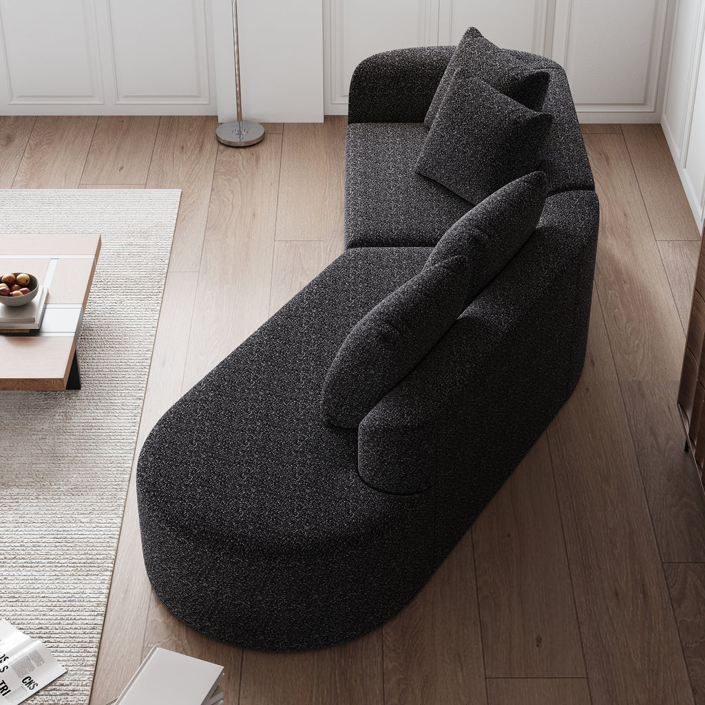 Modern Upholstered Oversized Sectional Sofa, 112-Inch Chenille 4-Seater Extra Deep & Wide Seat Curved Cloud Couch with 4 Throw Pillows, Free Combination Sofa Couch for Living Room,Bedroom