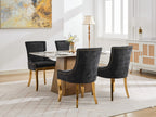 Chenille Dining Chairs, Modern Style with Curved Gold - Plated Legs & Rivet Trim, Upholstered Comfort for Dining/Lounge, Accent Seating with Textured Fabric & One - Piece Structure, Black,Set of 2