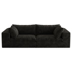 39.8' Cloud Sofa,Corduroy Fabric,Deep Seat Couches,Double-layer design,Removable Cushion,No Assembly, DIY Combination for Living room, Bedroom,Conference room ,Apartment,Black Sofa