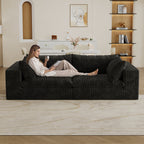 39.8' Cloud Sofa,Corduroy Fabric,Deep Seat Couches,Double-layer design,Removable Cushion,No Assembly, DIY Combination for Living room, Bedroom,Conference room ,Apartment,Black Sofa