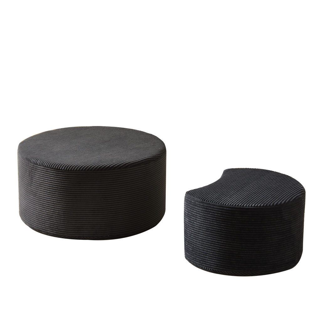 Nesting Coffee Table Set of 2,Upholstered Round Coffee Tables Set of 2 for Living Room, Modern Foam Round Coffee Table Side Table End Table Ottoman, No Assembly