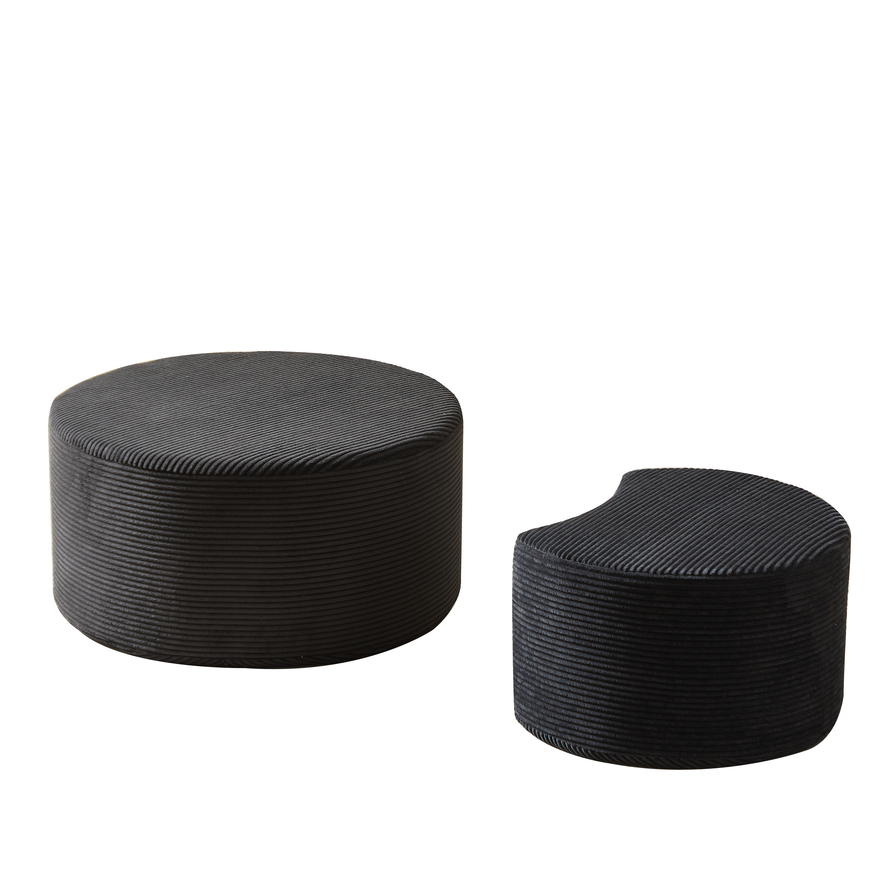 Nesting Coffee Table Set of 2,Upholstered Round Coffee Tables Set of 2 for Living Room, Modern Foam Round Coffee Table Side Table End Table Ottoman, No Assembly