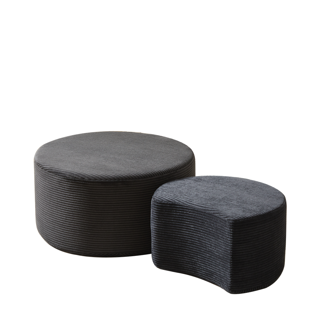 Nesting Coffee Table Set of 2,Upholstered Round Coffee Tables Set of 2 for Living Room, Modern Foam Round Coffee Table Side Table End Table Ottoman, No Assembly