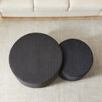 Nesting Coffee Table Set of 2,Upholstered Round Coffee Tables Set of 2 for Living Room, Modern Foam Round Coffee Table Side Table End Table Ottoman, No Assembly
