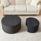 Nesting Coffee Table Set of 2,Upholstered Round Coffee Tables Set of 2 for Living Room, Modern Foam Round Coffee Table Side Table End Table Ottoman, No Assembly