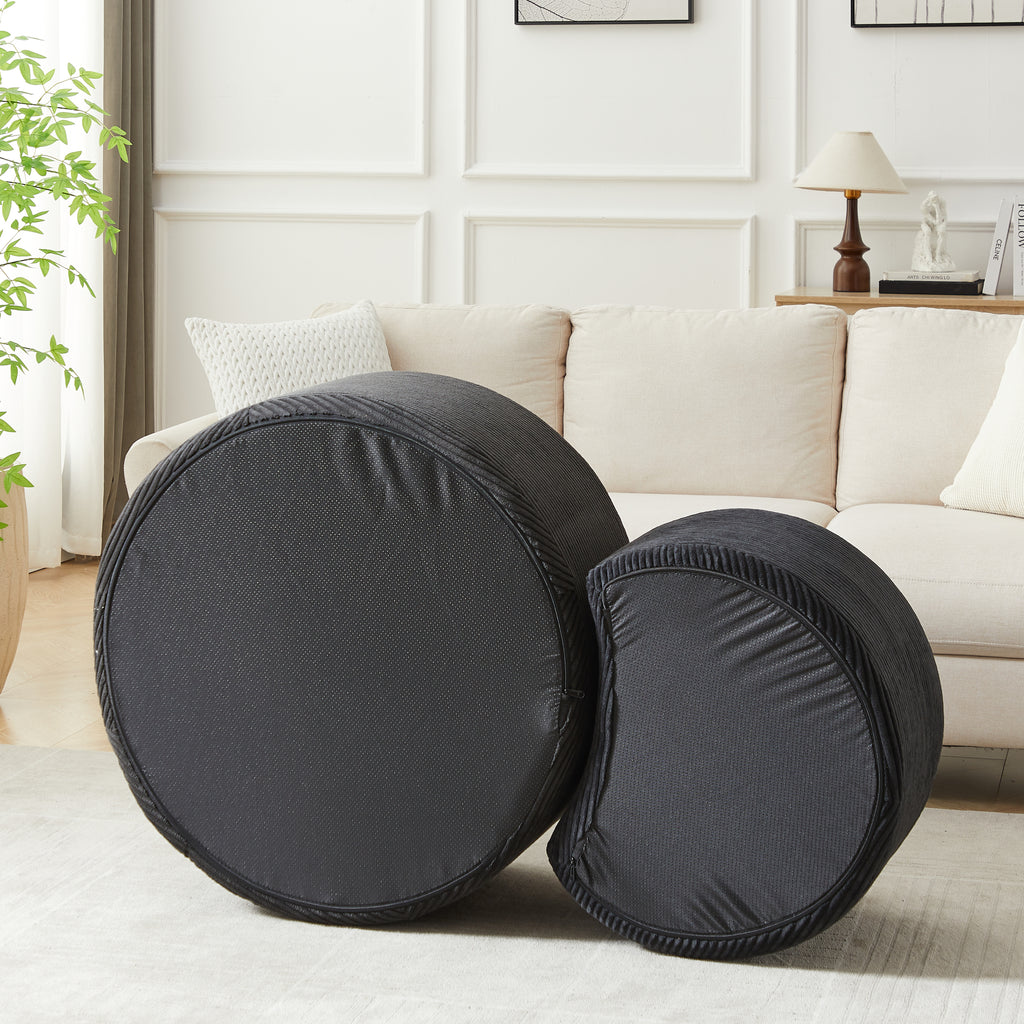 Nesting Coffee Table Set of 2,Upholstered Round Coffee Tables Set of 2 for Living Room, Modern Foam Round Coffee Table Side Table End Table Ottoman, No Assembly