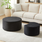 Nesting Coffee Table Set of 2,Upholstered Round Coffee Tables Set of 2 for Living Room, Modern Foam Round Coffee Table Side Table End Table Ottoman, No Assembly