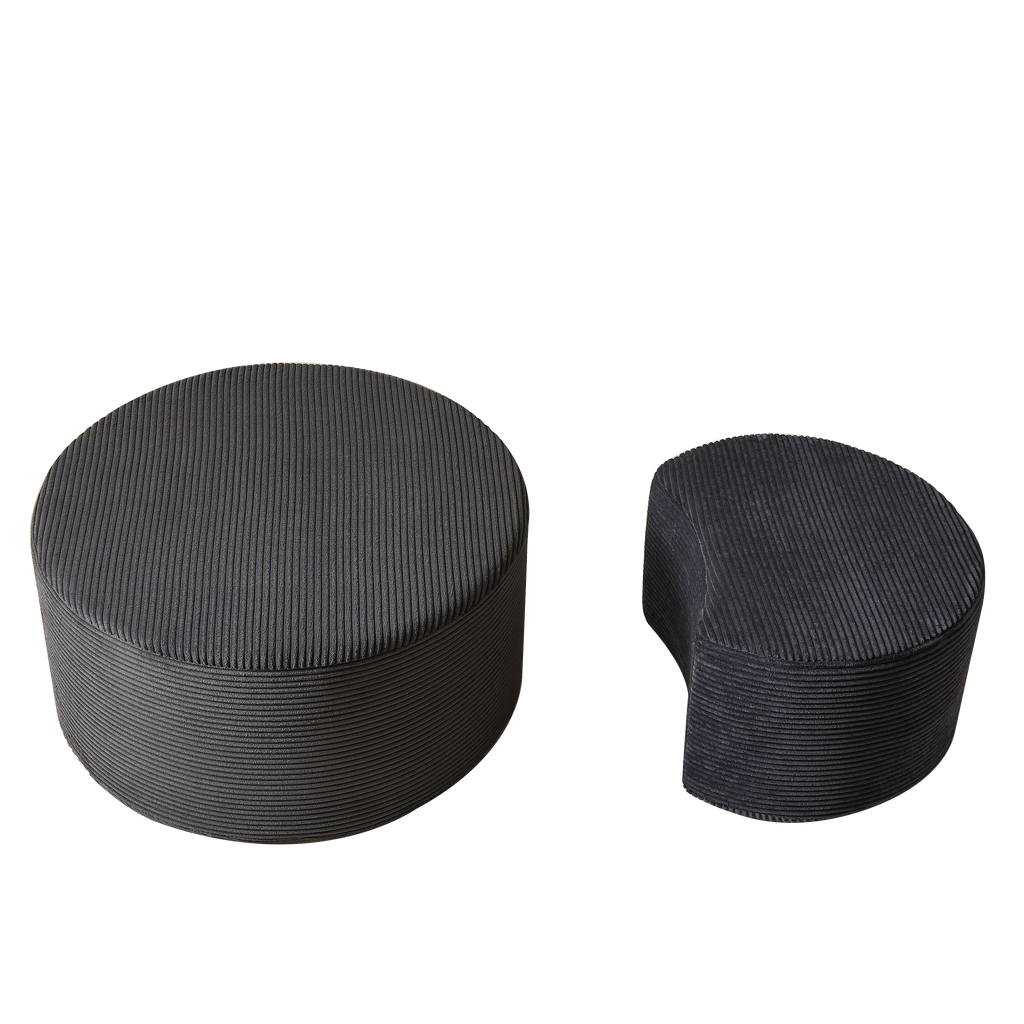 Nesting Coffee Table Set of 2,Upholstered Round Coffee Tables Set of 2 for Living Room, Modern Foam Round Coffee Table Side Table End Table Ottoman, No Assembly