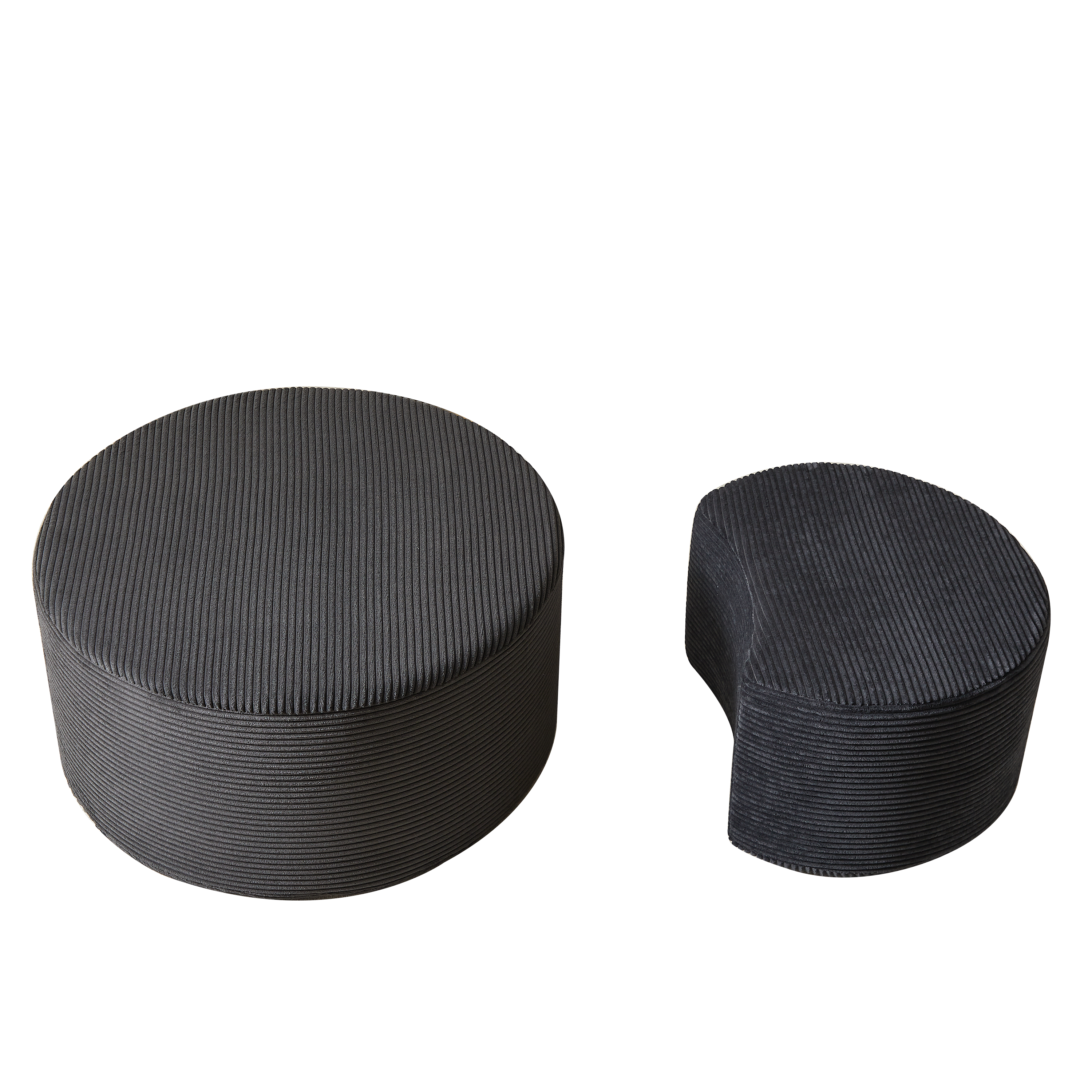 Nesting Coffee Table Set of 2,Upholstered Round Coffee Tables Set of 2 for Living Room, Modern Foam Round Coffee Table Side Table End Table Ottoman, No Assembly