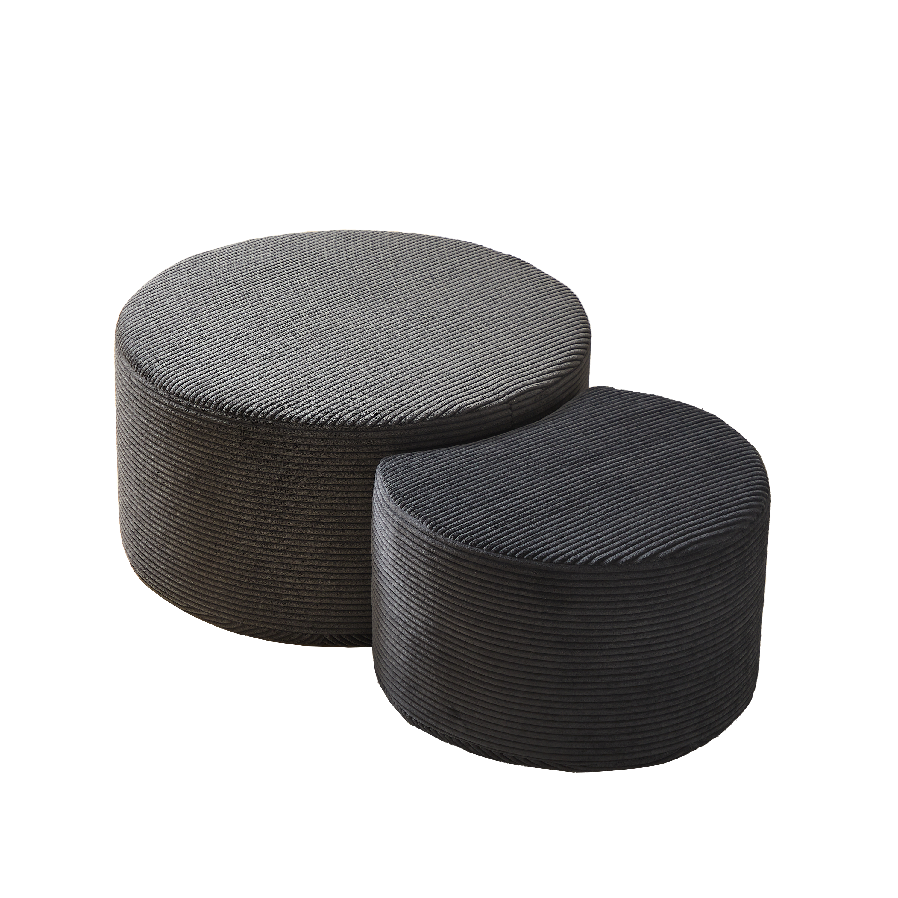 Nesting Coffee Table Set of 2,Upholstered Round Coffee Tables Set of 2 for Living Room, Modern Foam Round Coffee Table Side Table End Table Ottoman, No Assembly
