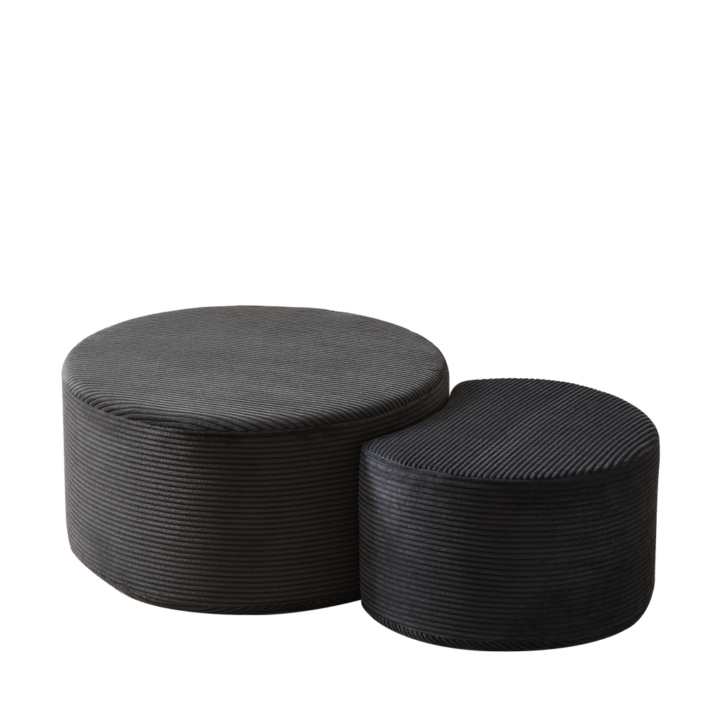 Nesting Coffee Table Set of 2,Upholstered Round Coffee Tables Set of 2 for Living Room, Modern Foam Round Coffee Table Side Table End Table Ottoman, No Assembly