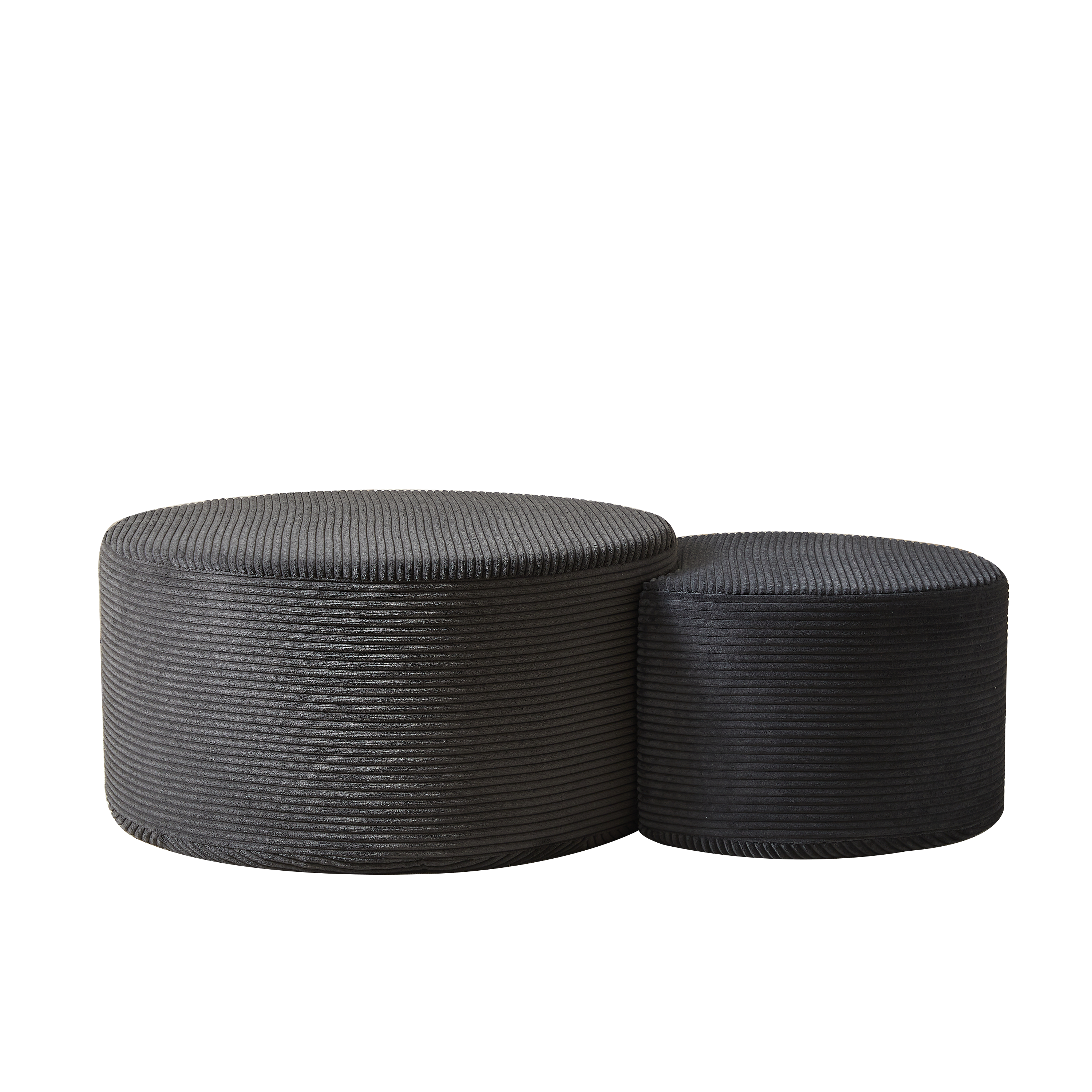 Nesting Coffee Table Set of 2,Upholstered Round Coffee Tables Set of 2 for Living Room, Modern Foam Round Coffee Table Side Table End Table Ottoman, No Assembly