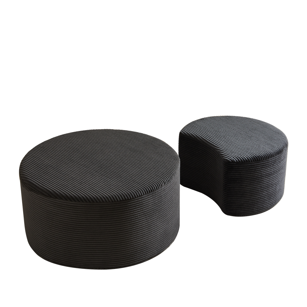 Nesting Coffee Table Set of 2,Upholstered Round Coffee Tables Set of 2 for Living Room, Modern Foam Round Coffee Table Side Table End Table Ottoman, No Assembly
