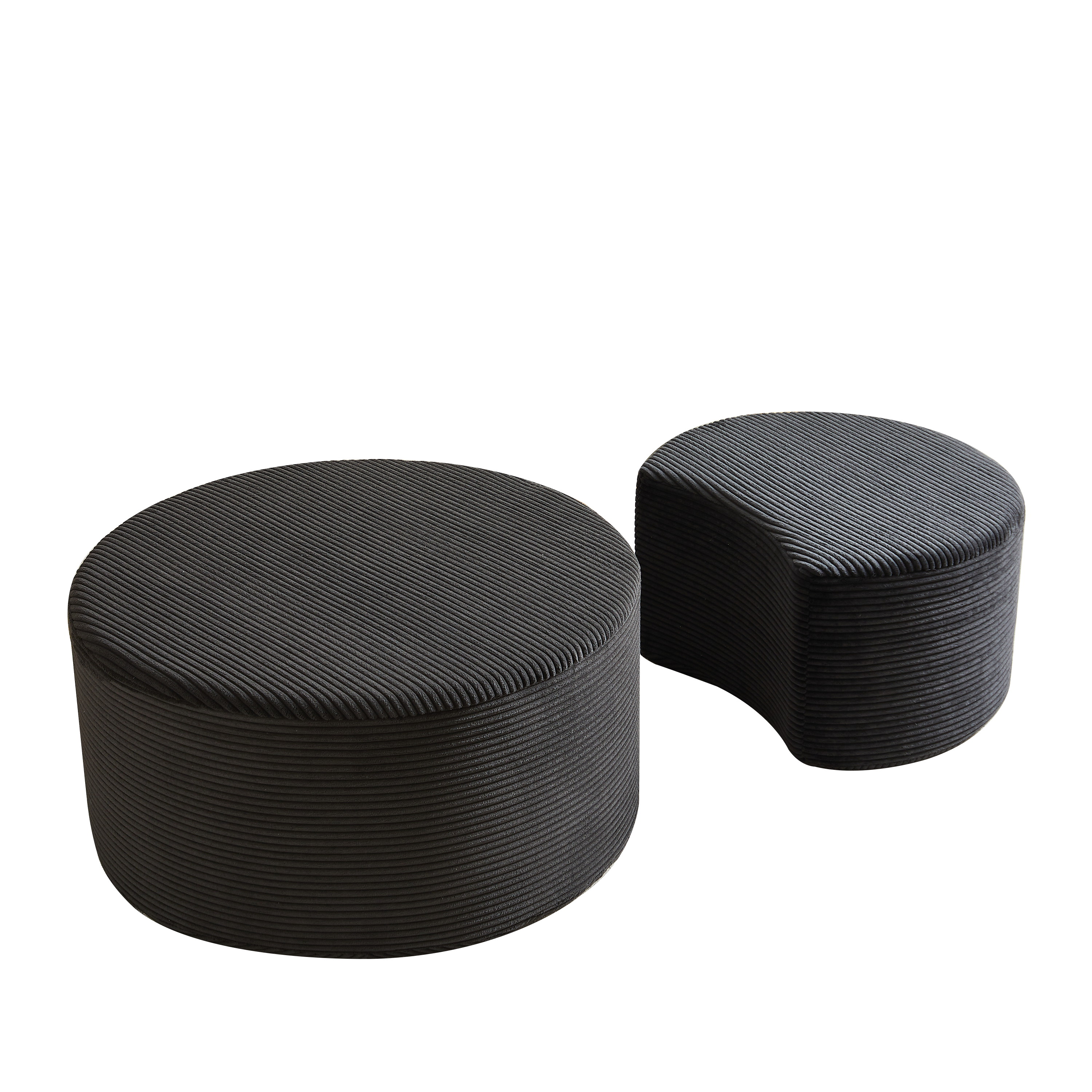 Nesting Coffee Table Set of 2,Upholstered Round Coffee Tables Set of 2 for Living Room, Modern Foam Round Coffee Table Side Table End Table Ottoman, No Assembly