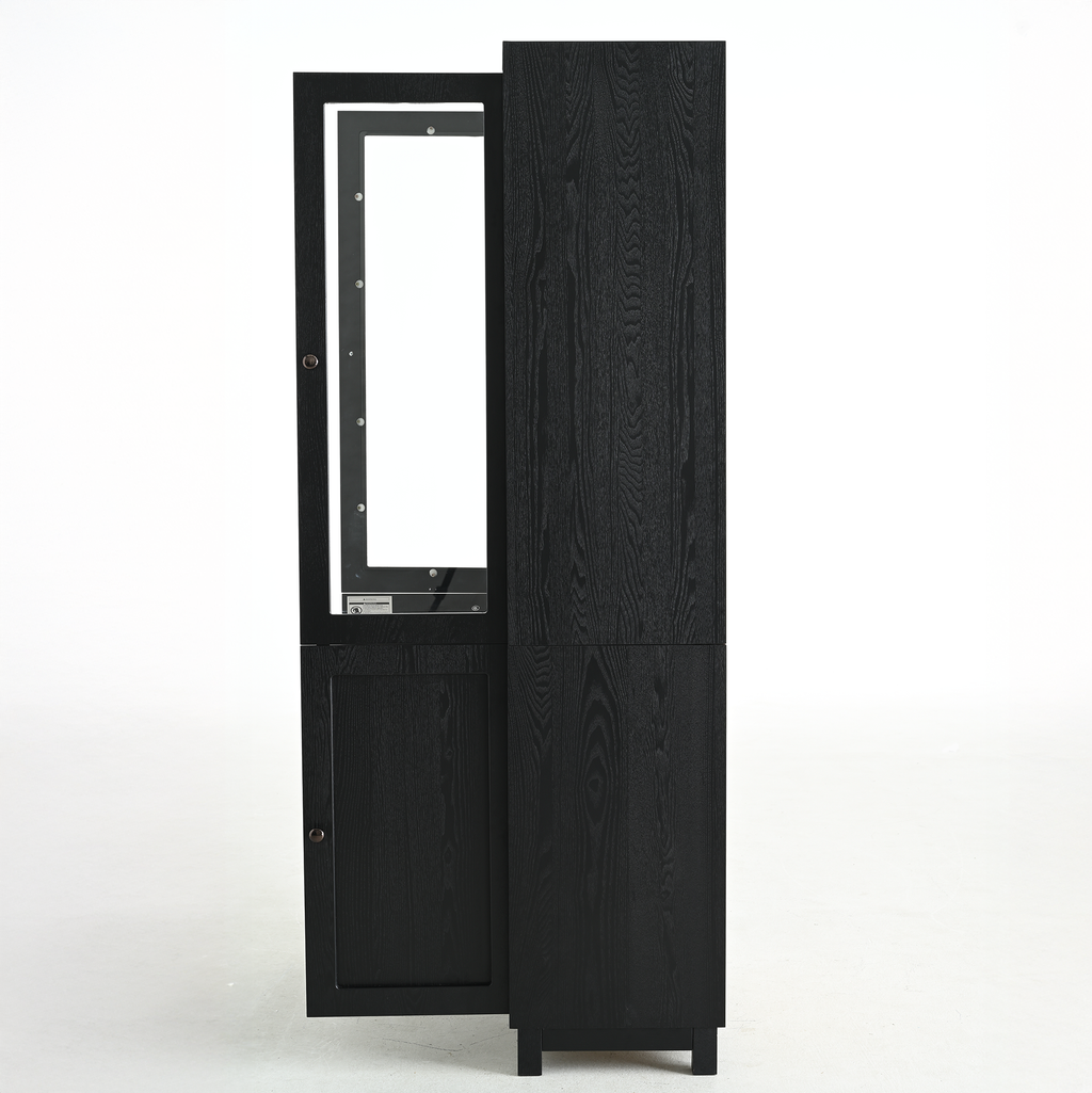 74.5'' Tall Display Cabinet with Glass Doors, Modern Style China Cabinet, Curio Cabinet for Collectibles Figures Trophies, for Hallways Living Room, Kitchen, Home, Studio or Workspace - Black