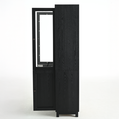 74.5'' Tall Display Cabinet with Glass Doors, Modern Style China Cabinet, Curio Cabinet for Collectibles Figures Trophies, for Hallways Living Room, Kitchen, Home, Studio or Workspace - Black