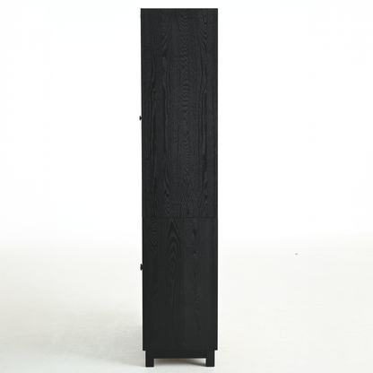 74.5'' Tall Display Cabinet with Glass Doors, Modern Style China Cabinet, Curio Cabinet for Collectibles Figures Trophies, for Hallways Living Room, Kitchen, Home, Studio or Workspace - Black